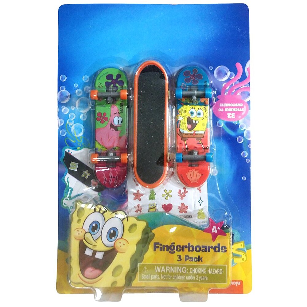 NIP Spongebob Squarepants Skateboards Fingerboards With Stickers 3 Pack